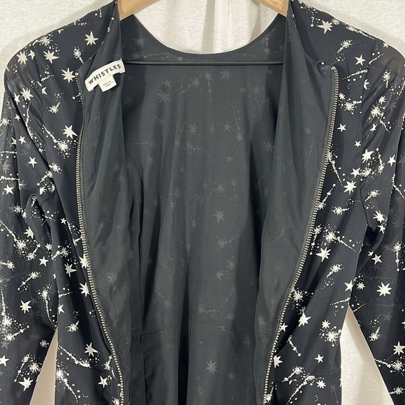 Whistles Phoebe Constellation Star Silk Blend Bodycon Black Dress Womens Size 2 - Picture 10 of 11